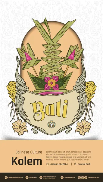Indonesiano Cultura Bali Kolem Illustrazione Design Idea Modello — Vettoriale Stock