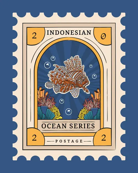 Modelo Postagem Indonésia Com Tema Ilustração Oceano Marinho — Vetor de Stock