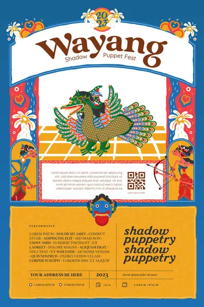 Wayang Shadow Idea Diseño Títeres Para Cartel Evento Con Diseño — Archivo Imágenes Vectoriales