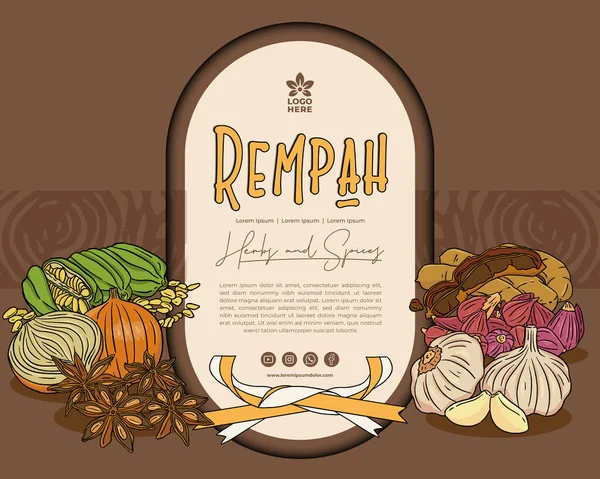 Ontwerp Verpakking Indonesische Kruiden Specerijen Illustratie Vector Sjabloon — Stockvector