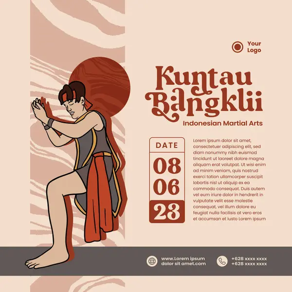 Dayaknese Kuntau Bangkui Martial Art Ilustración Dibujada Mano Para Plantilla — Vector de stock