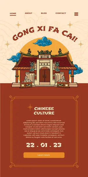 Religie Gebouw Rembang Centraal Java Hand Getekend Illustratie Kiong Klooster — Stockvector