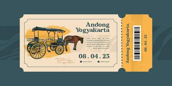 Transporte Tradicional Andong Yogyakarta Ilustración Plantilla Idea Entradas Turismo Vintage — Vector de stock