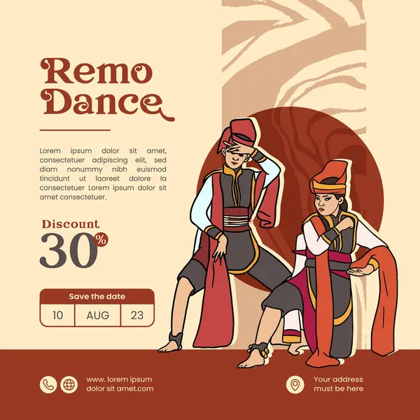 Remo Danza Surabaya Java Oriental Diseño Diseño Diseño Ilustración — Vector de stock