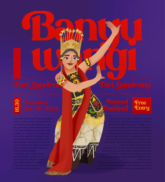 Idea Diseño Creativo Con Bailarín Indonesia Gandrung Banyuwangi Illustration — Archivo Imágenes Vectoriales