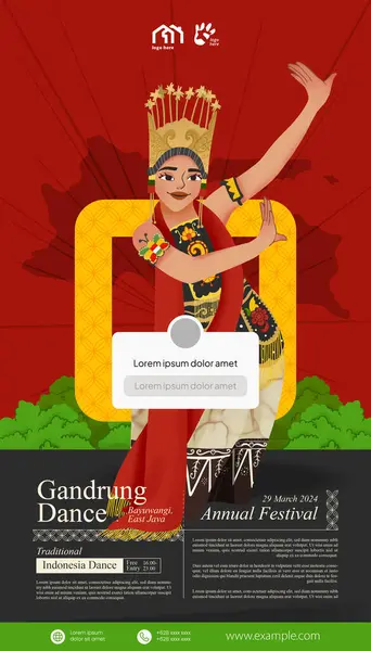 Celda Sombreada Ilustración Cultura Indonesia Gandrung Dance Banyuwangi — Archivo Imágenes Vectoriales