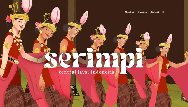 Landing Page Presentación Eventos Turísticos Con Cultura Indonesia Serimpi Dance — Vector de stock