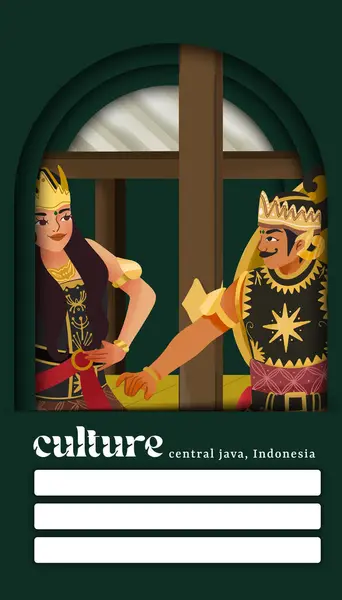 Gatot Kaca Gandrung Χορός Ινδονησία Κελί Πολιτισμού Σκιασμένο Χέρι Ζωγραφισμένα Διάνυσμα Αρχείου