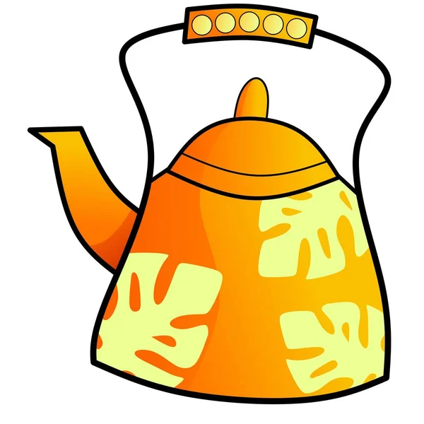 Autumn Teapot Isolated Vector Illustration Golden Teapot Vector Logo Icon — Stock Vector