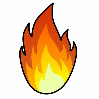 İzole vektör illüstrasyonunu ateşle. Logo, simge, işaret, sembol, iş, tasarım veya dekorasyon için ısı alev vektörü. Sıcak ateş klipsi sanatı