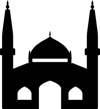 Icon of mosque with monochrome color for ramadan design graphic. Vector graphic resource for ramadan celebration in muslim culture and islam religion. Symbol for a muslim place of worship and pray