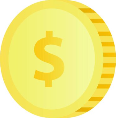 Gradient icon of realistic coin clip art with shiny golden color for design graphic. 3d vector illustration for business, finance, wealth, market, shop, payment or economy graphic resource