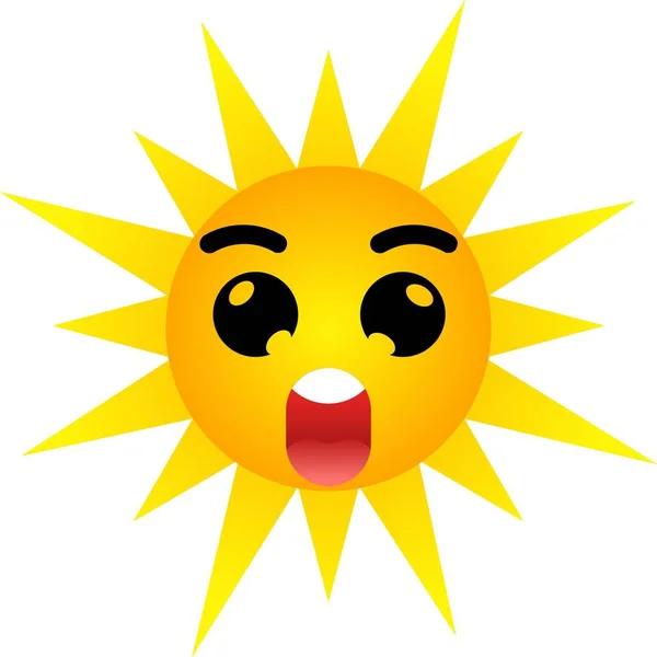 Sun Character Surprised Expression Clip Art Hot Sun Surprised Face — Stock Vector