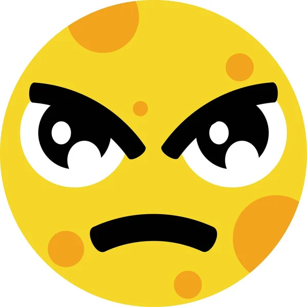 Moon with angry expression. Clip art of anger moon illustration with flat style. Cartoon character of yellow full moon icon with cute face expression for design graphic element or children education