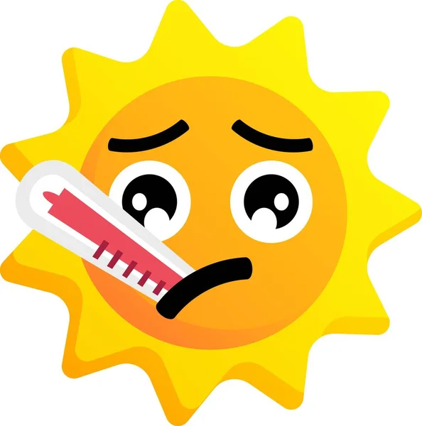 Ήλιος Άρρωστη Έκφραση Και Θερμόμετρο Πυρετού Clip Τέχνη Του Ζεστού — Διανυσματικό Αρχείο