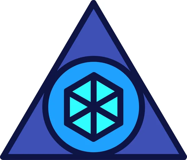 三角形的几何图标 蓝色三角形中的圆形和立方体 图形资源的几何说明 设计元素 标志或符号的简单几何形状 — 图库矢量图片