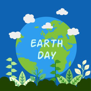 Dünya günün kutlu olsun. Uluslararası Toprak Ana Günü 'nün vektör illüstrasyonu. Dünya Günü kutlamaları ya da çevresel kaygılar için tasarlandı. Doğanın yeşil dünyası. Dünyayı Tasarım posterini kaydet