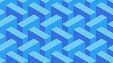 3D optik illüzyon deseni. İllüzyon bloğu deseni. 3D mavi blokların vektör çizimi. Tasarım grafiği, arkaplan, duvar kağıdı, düzen veya sanat için Geometrik yanılsama