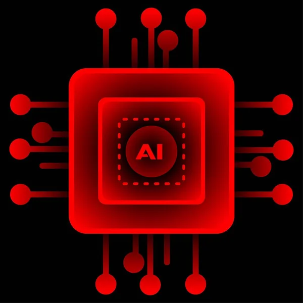 Mesterséges Intelligencia Szimbólum Vektor Illusztráció Ragyogó Piros Lapkakészlet Mesterséges Intelligencia — Stock Vector