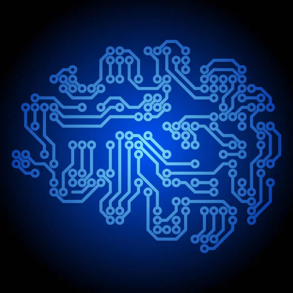 Brain Artificial Intelligence Vector Illustration Glowing Blue Brain Shape Circuit — Stock Vector