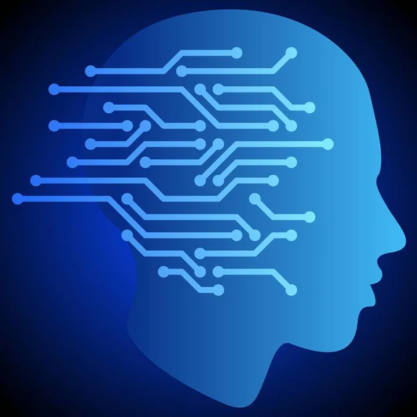 Ilustración Del Vector Inteligencia Artificial Cerebral Cabeza Humana Inteligencia Artificial — Archivo Imágenes Vectoriales