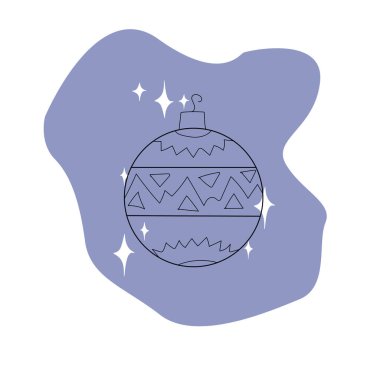 Noel ağacı oyuncağı ince çizgi ikonu, Noel konsepti, beyaz arka planda Noel topu tabelası. Vektör illüstrasyonu