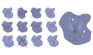 Yeni yıl unsurları. Noel aletleri işte. Vektör görüntüsü. Vektör illüstrasyonu