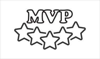 İllüstrasyonda MVP harf logosu tasarımı. Vektör logosu, logo, poster, davetiye vs. için hat tasarımları. Vektör illüstrasyonu