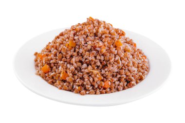 plaka üzerinde beyaz izole haşlanmış buğday