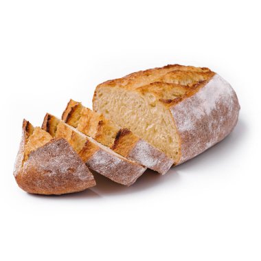 Beyaz arkaplanda izole edilmiş dilimlenmiş ekmek