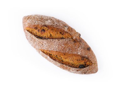 Siyah ekmek üzerinde beyaz bir arka plan izole