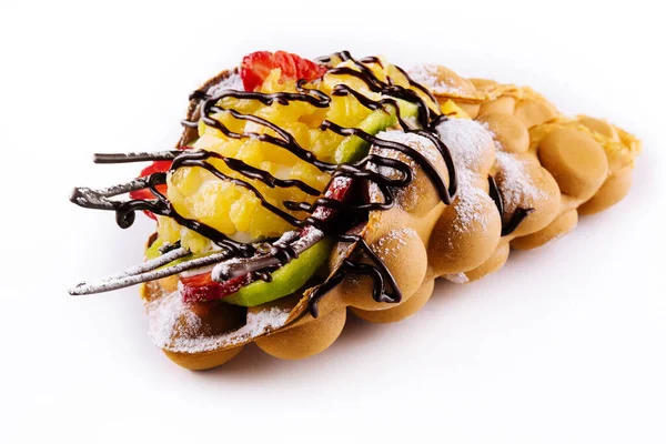 Hong kong or bubble waffle with ice cream