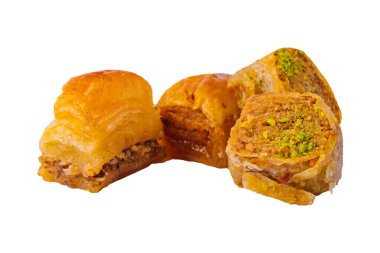 Baklava with pistachio isolated on white