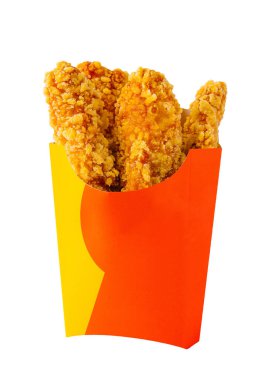 fried chicken nuggets in take out box isolated
