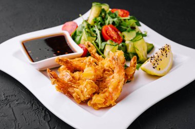 Fried Shrimp Salad with soy sauce