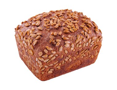 rye bread with sunflower seeds on a white