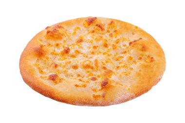 Crispy focaccia with cheese isolated on white background