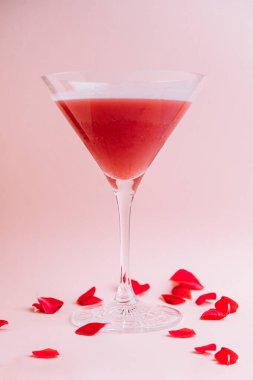 Strawberry alcohol cocktail in martini glass