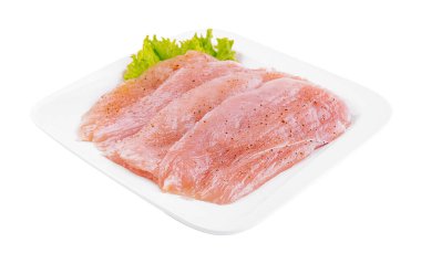 chopped chicken breast on lettuce on plate