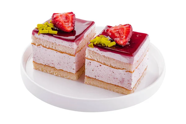 Strawberry Cream Cake on white plate