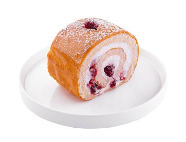 roll cake with cherries and orange glaze
