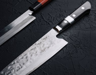 Asya mutfak Şef aksesuarları siyah taş masada