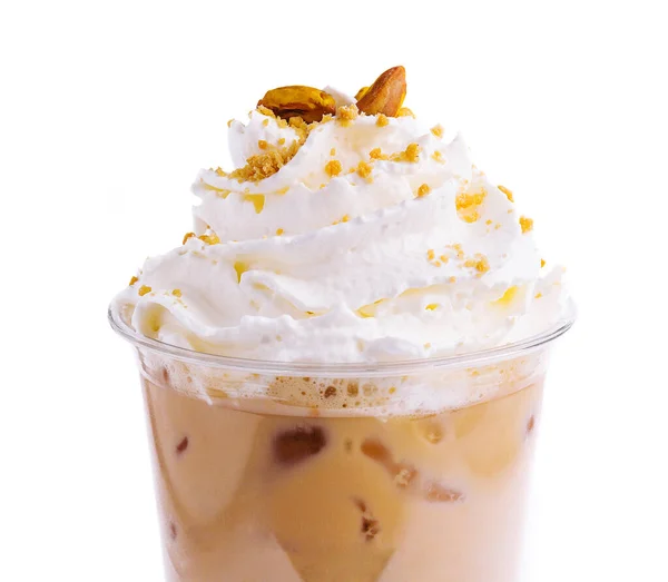 Kaltes Kaffeegetränk Mit Eis Isoliert Auf Weiß — Stockfoto