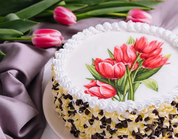 International Women Day Cake Flowers — Stock Photo, Image