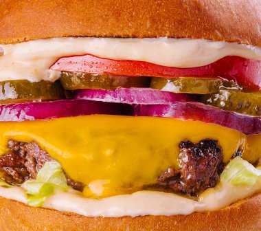 Taze hamburger kapama arkaplanı veya makro