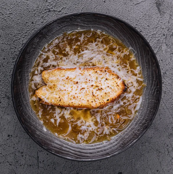 Sabrosa Sopa Cebolla Francesa Tazón — Foto de Stock