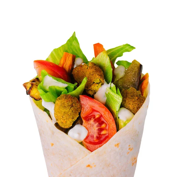 Falafel Und Frisches Gemüse Fladenbrot — Stockfoto