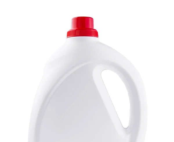 Garrafa Detergente Branco Para Embalagem Isolada Sobre Fundo Branco — Fotografia de Stock