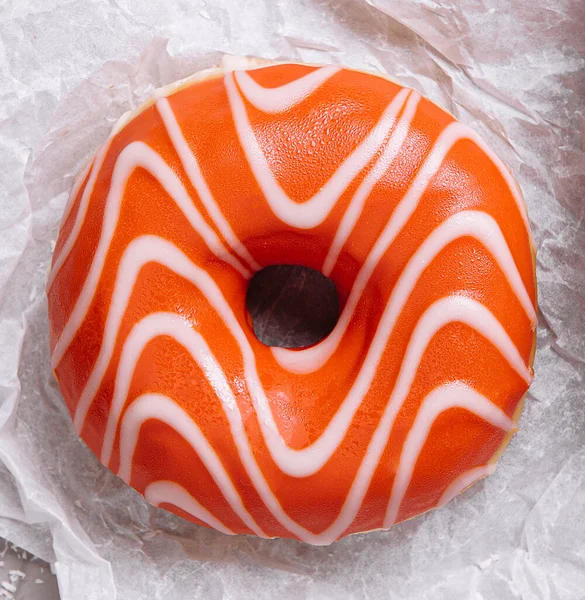 Watercolor Orange Donut Top View — Zdjęcie stockowe