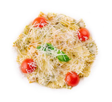 Farfalle pasta with cherry tomatoes and parmesan